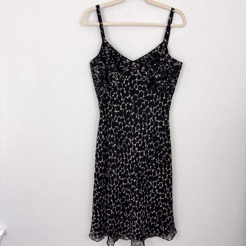 Ann Taylor Womens Flowy Midi Dress Size 12 100% Silk Whimsy Fairy Ruched Brown